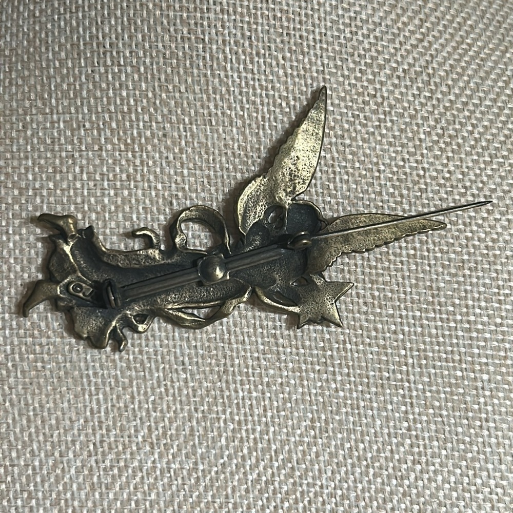 JJ Jonette Pewter Fire Star Angel Goddess Figural Brooch Vintage Signed Pin - Picture 7 of 8